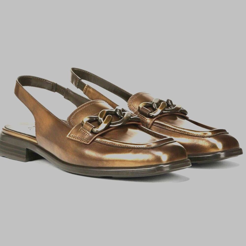 NEW Naturalizer Frances Leather Cushioned Bronze Metallic Slingback Sandals 8.5